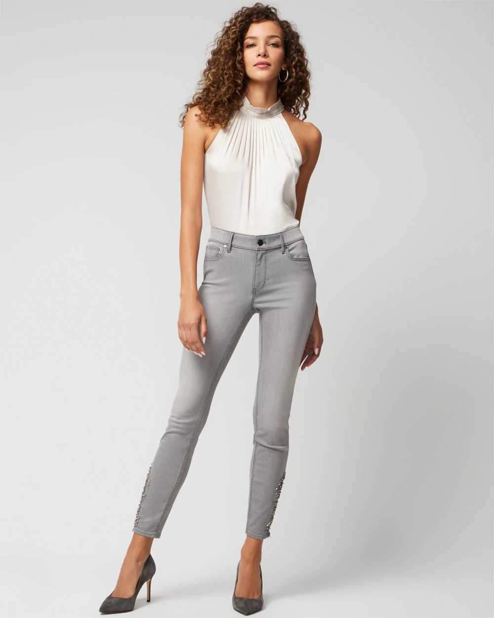Mid Rise Skinny Ankle Novelty Hem Jeans